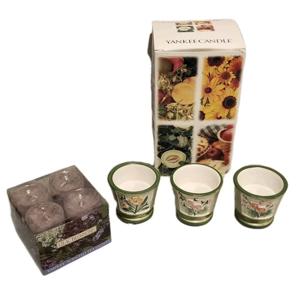 Vintage Yankee Candle Botanical Tea Light And Votive Set Lilac Blossom NIB
